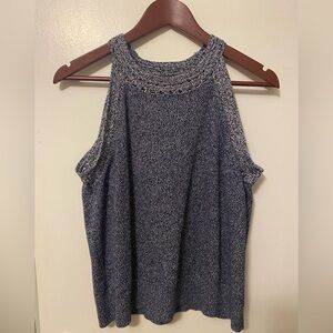 Ann Taylor Factory Navy and White Knit Top